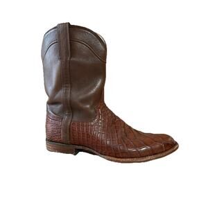 Tecovas THE TOWNES Alligator Boots Sz 11 D Walnut Brown Exotic Roper Western